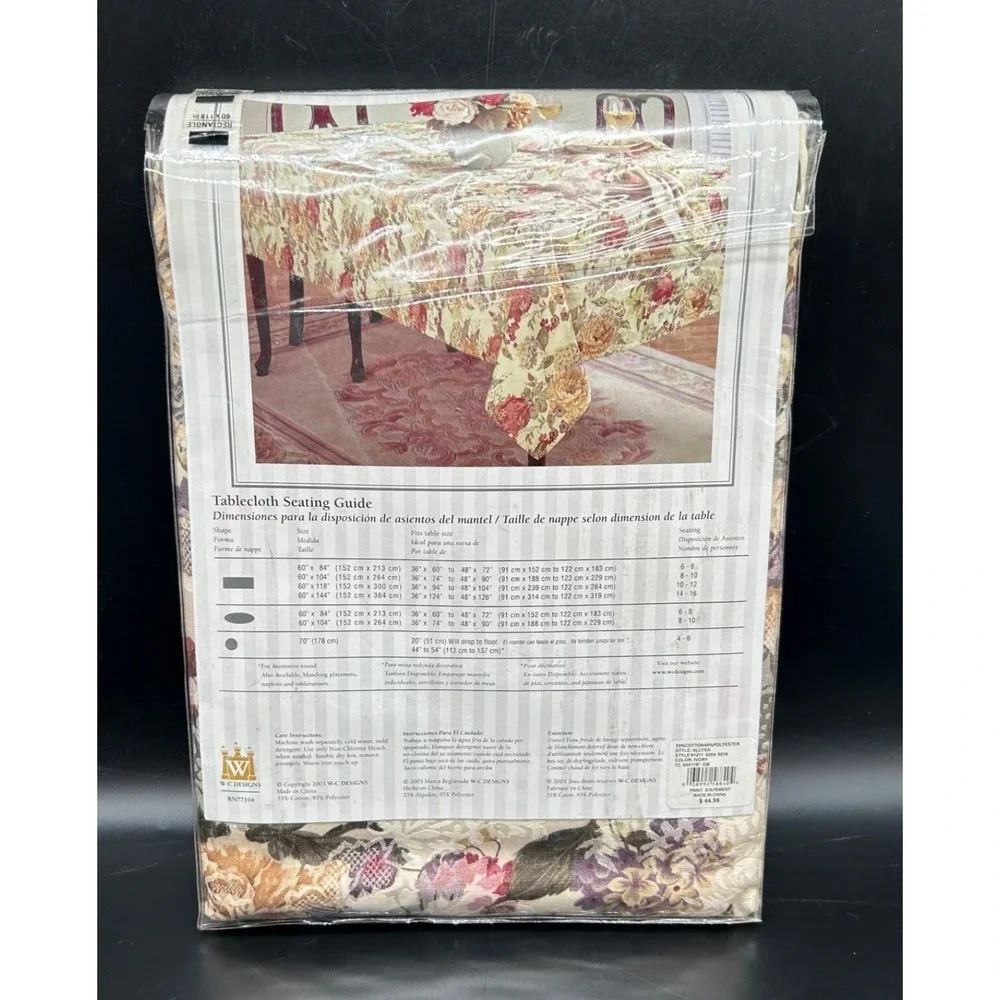Vtg Waterford Royal Palace Allysa Floral Tablecloth Rectangle 60x118 New c Descr